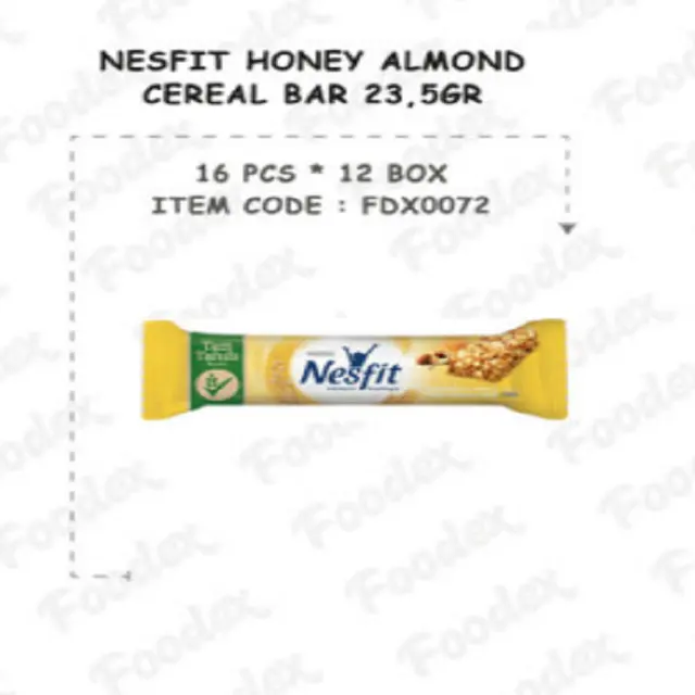 NESFIT 꿀 아몬드 시리얼 23,5G * 16 조각 * 12 상자 전체 곡물 바 최고의 도매 가격 건강한 식사