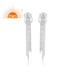 Boucles d'oreilles longues, multi-chaîne, en argent Sterling 925, produit de fabrication de bijoux, pendentif - Product Image 3