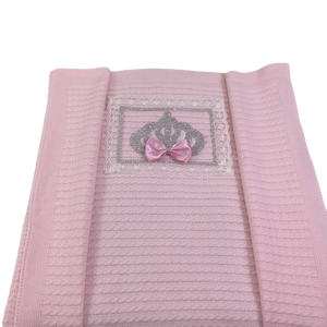 Couverture d'emmaillotage rose portable personnalisée en gros Couverture pour enfants personnalisable en tricot au design de luxe moderne pour nouveau-né pour - Product Image 1