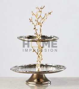 ขาตั้งเค้กดีไซน์เนอร์โลหะรูปใบไม้ - Product Image 3