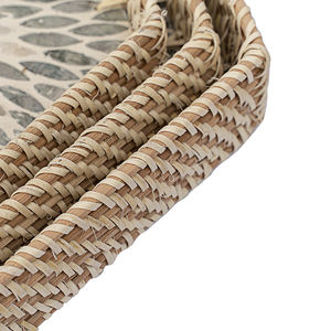 Plateau de service en osier mosaïque Vintage de haute qualité avec nacre nouveaux paniers de rangement en gros au Vietnam - Product Image 4