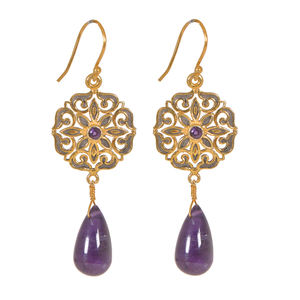 Boucles d'oreilles contemporaines en argent sterling 925 plaqué or rhodium noir Style vintage améthyste pierres précieuses bijoux de mode mariages - Product Image 1