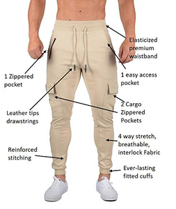 Pantalones de chándal informales para hombre con logotipo personalizado, ecológicos, transpirables, ligeros, 75% de algodón, 25%, poliéster, cordón elástico, cintura, carga - Product Image 2