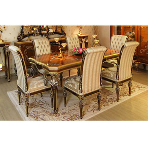 ชุดโต๊ะอาหารสไตล์อิตาลี 7 ชิ้น ซื้อชุดโต๊ะอาหารดีไซน์เนอร์ 6 ที่นั่ง สไตล์วินเทจ ชุดโต๊ะอาหารโบราณ สั่งทำได้ - Product Image 1