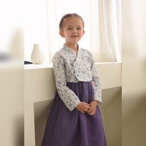 2021 NEW Spring Fall Kids Girls <b>Korean</b> Traditional Hanbok <b>Dress</b> Purple Colorful - Product Image 2