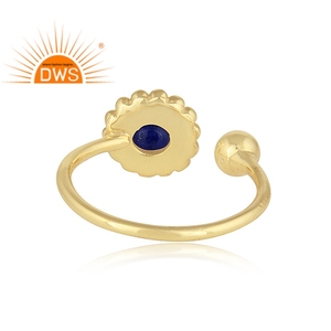 Sterling Silver Natural <b>Lapis</b> <b>Lazuli</b> Gemstone Adjustable <b>Ring</b> For Women Jewelry Manufacturer - Product Image 4