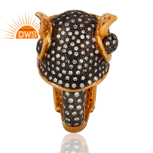 Elephant Design 18k Gold Plated Silver Cubic Zirconia <b>Statement</b> <b>Ring</b> Gemstone Jewelry For Women Gift For Her - Product Image 2