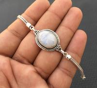 Bracelet manchette en argent sterling 92,5 en gros, pierre de lune arc-en-ciel naturelle, ovale lisse, gemme blanche feu, cadeau de mariage ou de fête en or
