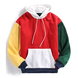 Vente en gros de sweats à capuche pour hommes, hiver, en polaire unie, coupe ample, patchwork, pour le sport, marque privée - Product Image 3