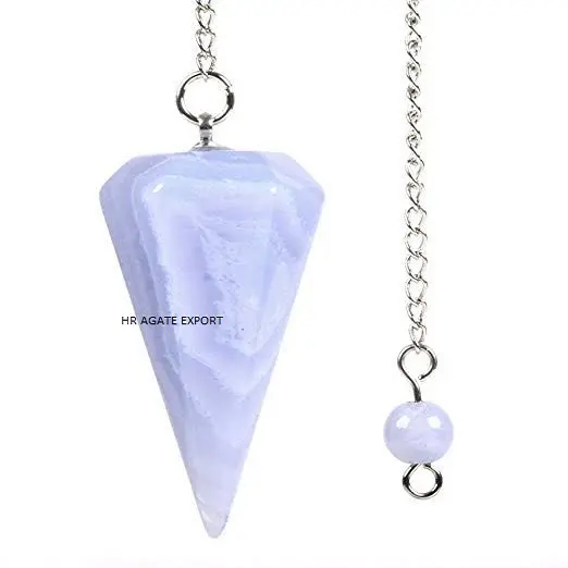Pendule de radiesthésie en cristal, cristal de Quartz, pierre de haute qualité, poli, bleu, dentelle, Agate, cristal, cadeau et vente