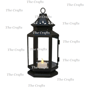 Linterna de diseño atractivo en hierro y vidrio, linterna colgante de Color negro para uso de decoración de bodas y eventos - Product Image 6