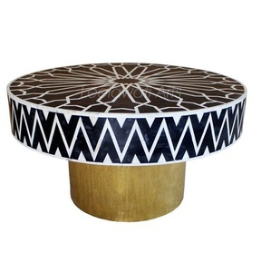 Soporte de pastel con incrustaciones de hueso, hecho a mano, indio, en forma redonda, fabricación de la india - Product Image 2