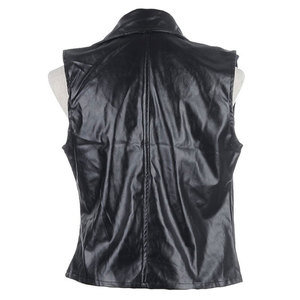 De moda de las mujeres Outwear negro de cuero genuino de las mujeres chaleco/Chaleco de último diseño sin mangas acolchado de cuero genuino chalecos para mujer - Product Image 2