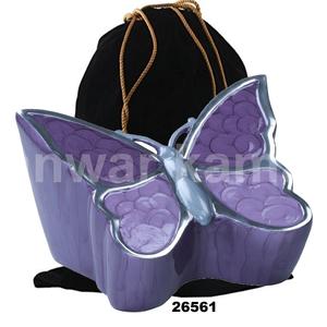 Mini urnas de recuerdo de cremación de latón para siempre, urna de cremación de mariposa púrpura para cenizas - Product Image 1