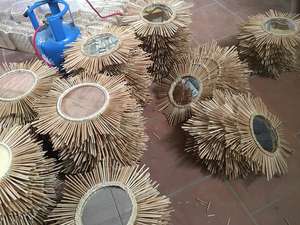 Espejo de pared de cristal Vintage de estilo japonés, mimbre de ratán artesanal natural para la decoración diaria del hogar, diseño japonés para sala de estar - Product Image 2