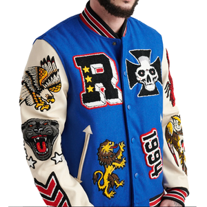 Haute qualité Vintage Varsity Bomber veste hommes personnalisable Letterman laine corps en cuir manches à capuche avec Chenille - Product Image 3