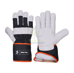 ถุงมือทำงานฤดูหนาวสีขาว ไซส์ XL ป้องกันการลื่น ระบายอากาศได้ดี ทำจากหนังวัวแท้เคลือบยาง ป้องกันการกระแทก เหมาะสำหรับงานทั่วไป - Product Image 1
