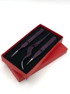 Haute qualité Pro droite vin poudre revêtement mince droite en acier inoxydable applicateur Extension de cils pince à épiler outils de beauté - Product Image 4