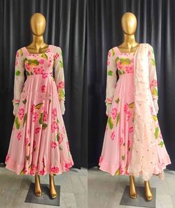 Robe maxi longue en lin, tissu imprimé à la mode, jupon en filet pour femmes - Product Image 4