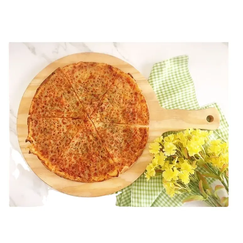 Plateau à steak rond avec poignée Assiette à pizza Vaisselle de restaurant et planche à découper en bois pour pizza