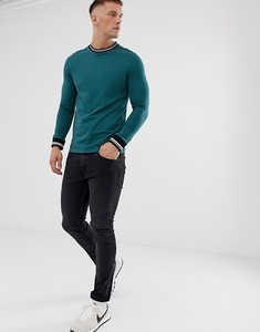 ผู้ชายลายทางคอและ Cuffs ซี่โครงผ้าฝ้าย100% เสื้อยืดแขนยาว - Product Image 4