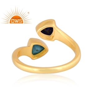 925 Sterling Silver Natural <b>Lapis</b> <b>Lazuli</b> And Turquoise Gemstone Adjustable <b>Ring</b> Jewelry For Women Gift For Her - Product Image 4