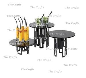 โต๊ะเหล็กสีดำทรงกลมสำหรับบุฟเฟ่ต์อาหารเค้กผลไม้ร้านอาหาร - Product Image 1