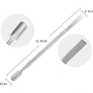 Empujador de cutículas y cortador de bordes rectos, doble punta, cutícula de acero inoxidable 100% - Product Image 3