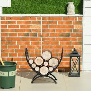 <b>Log</b> Storage Holder in Black Powder Coated Metal with Top Quality Design Perfect for <b>Indoor</b> and Outdoor Firewood Accessories - Product Image 6