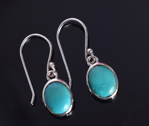 New Arrival 2024 Natural Arizona Turquoise Gemstone Pure <b>Solid</b> 925 Sterling <b>Silver</b> Oval Hook <b>Earrings</b> Fine Jewelry for Women - Product Image 5