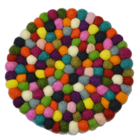 Dessous de verre multicolore 15 cm en feutre de laine douce naturelle Durable Classic Eco-Friendly Table Top Decoration Mat/Pad Kitchen Dining