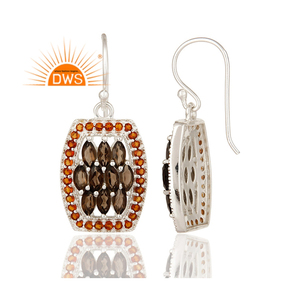 Natural Smoky Quartz And Citrine Gemstone <b>Earring</b> Pretty Design Fine <b>Silver</b> Hook <b>Dangle</b> <b>Earrings</b> Jewelry Wholesaler - Product Image 3