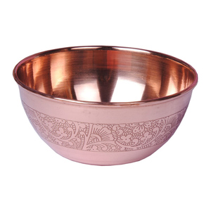Bol de service en cuivre de grande qualité, magnifique bol décoratif rond en métal embossé, vaisselle à fruits à prix avantageux - Product Image 1