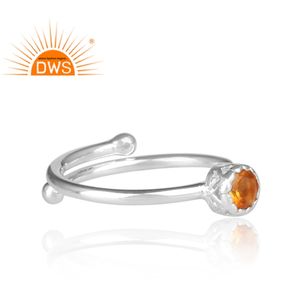 Anillo de plata de primera ley y citrino para mujer, sortija ajustable, plata esterlina 925, piedra Natural, citrino redondo - Product Image 3