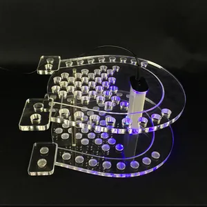 RGB LED Lighting Bar Melayani Nampan Bening Akrilik Tabung Uji Rak/Shot Glass Holder Shot Tray