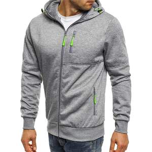 Último diseño de sudaderas con capucha de los hombres de color gris de manga larga con cremallera hasta Slim Fit sudaderas con capucha de los hombres con diseño personalizado - Product Image 1
