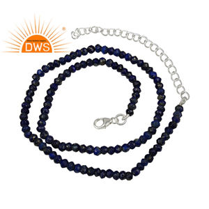 Collier de perles pour femmes en argent fin Lapis Gemstone Fournisseur de bijoux Collection classique Collection Dainty - Product Image 1