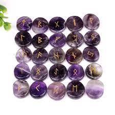 Ensemble de runes en améthyste naturelle en gros – Pierres de divination gravées en pierre précieuse violette - Product Image 4