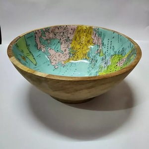 ชามสลัดทำจากไม้สำหรับร้านอาหารชุด2ชิ้นทำมือตกแต่งสลัดข้าวซุปทำด้วยมือโลโก้ได้ตามต้องการ - Product Image 2