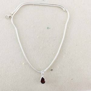 925 Sterling Silver Fine Jewelry Pendentifs Poire Grenat Léger avec Lunette Setting Luxueux Gemstone Cut Elegant Pear Shape - Product Image 6