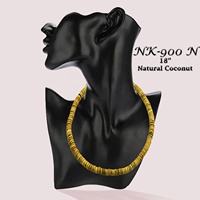 Collier Hawaïen en Coquille de Noix de Coco Fait Main, Collier Perlé de Plage pour Surfiste, Bijou d'Été Unisexe