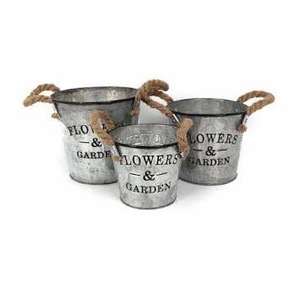 Pelle à fleurs en fer décorative, pour la maison et le jardin, économique, avec poignée, POT de fleurs en métal, 3 pièces - Product Image 1