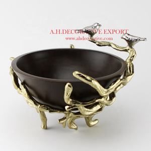 Bol en métal de nouveau Design avec branche d'or et oiseaux chantants argentés servant les bols de riz et de Fruits - Product Image 3