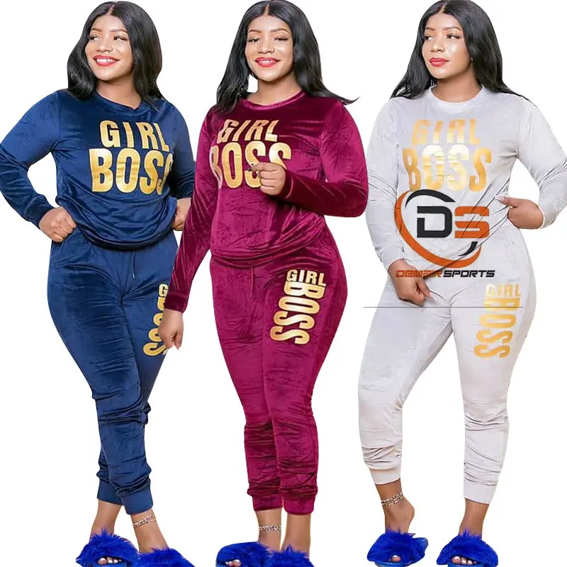 Fancy Phụ Nữ Velour Tracksuit Thể Thao Phụ Nữ Ngoài Trời Nigh Ware Quần Mồ Hôi Trùm Đầu Hood Quần Bó Sát