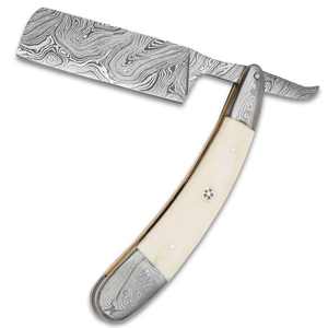 6 \ "hoja de acero de Damasco Barbero maquinilla de afeitar mango de plástico Acero inoxidable afeitado corte de pelo maquinilla de afeitar CE aprobado herramienta de belleza agarre de goma - Product Image 2