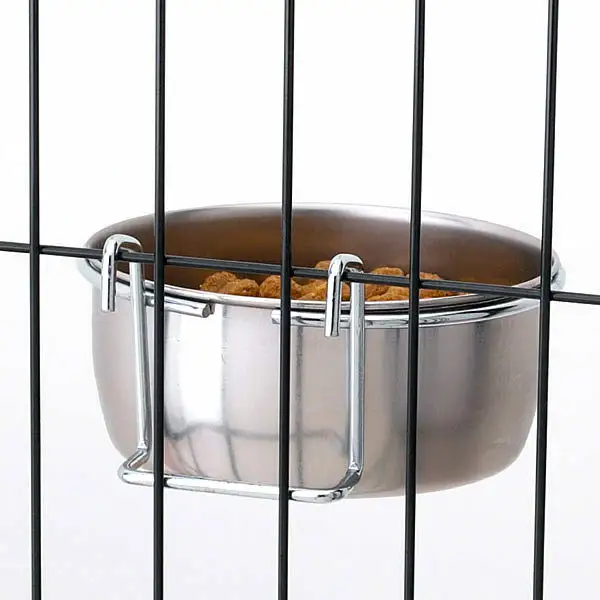 Wholesale Manufacturer Food Water Feeding Bird Feeder for Cage Stainless Steel Bird Coop with Clamp