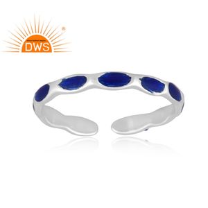 Nouvelle Bague Empilable Faite Main en Argent Sterling Fin avec Émail, Modèle 2026, pour Femme - Fabricant de Bijoux - Product Image 3