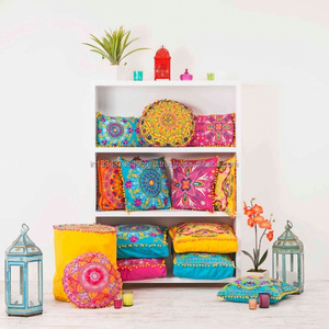 Exclusive Indian Tradition Festival Handmade Wool Aari Embroidered 16"X16" Room Decor Cushion <b>Cover</b> <b>Throw</b> Outdoor Pillow Case - Product Image 4