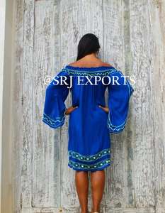 Midsummer Factory's Best Trendy Girls Mini Dress Strapless Floral Embroidery <b>Mirror</b> Work Lace Boho Hot Embroidered <b>Cover</b> Tassel - Product Image 2