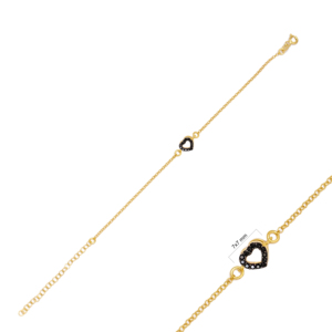 New Arrival Black Zircon Stone Heart <b>Charm</b> <b>Bracelet</b> Handmade Wholesale Turkish 925 Sterling <b>Silver</b> Jewelry - Product Image 2